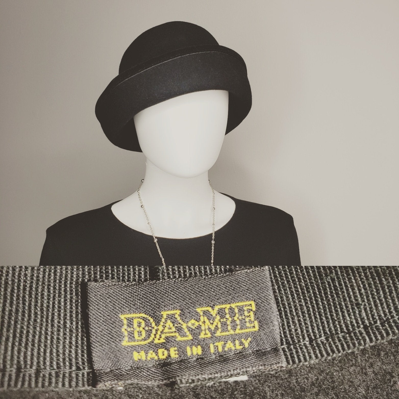 DA•ME Black Wool Bowler Hat