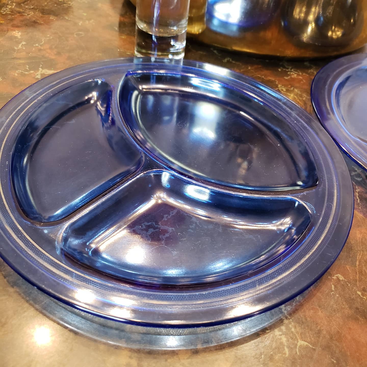 Blue Depression Glass Portion Plates